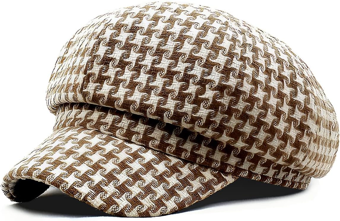 Women's Newsboy Cap Retro Plaid Octagonal Hat Outdoor Sun Hats Casual Cap Painter Hat for Women Paperboy Beret Caps