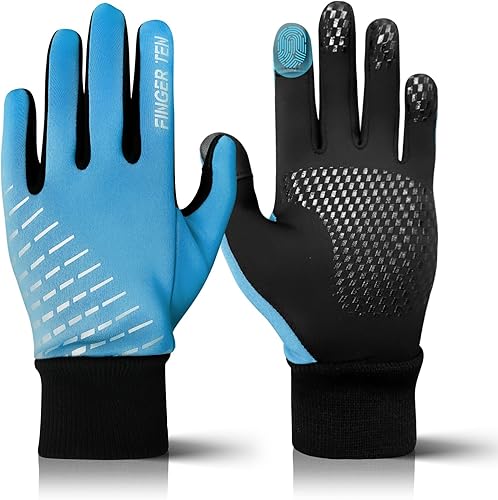FINGER TEN Guantes de invierno para pantalla táctil para niños y niñas, guantes térmicos para clima frío, guantes ligeros y cálidos para pantalla