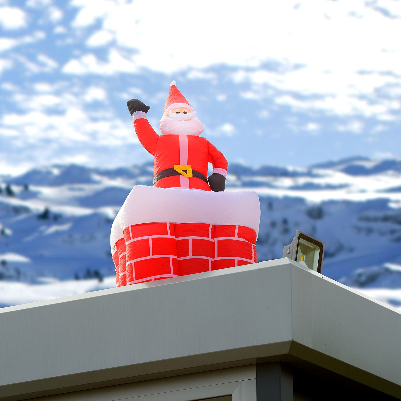 infactory Weihnachtsdeko außen XXL: Aufblasbarer XXL Weihnachtsmann mit Schornstein, 180 cm (Weihnachtsdeko aufblasbar, Weihnachtsfiguren außen, Garten)