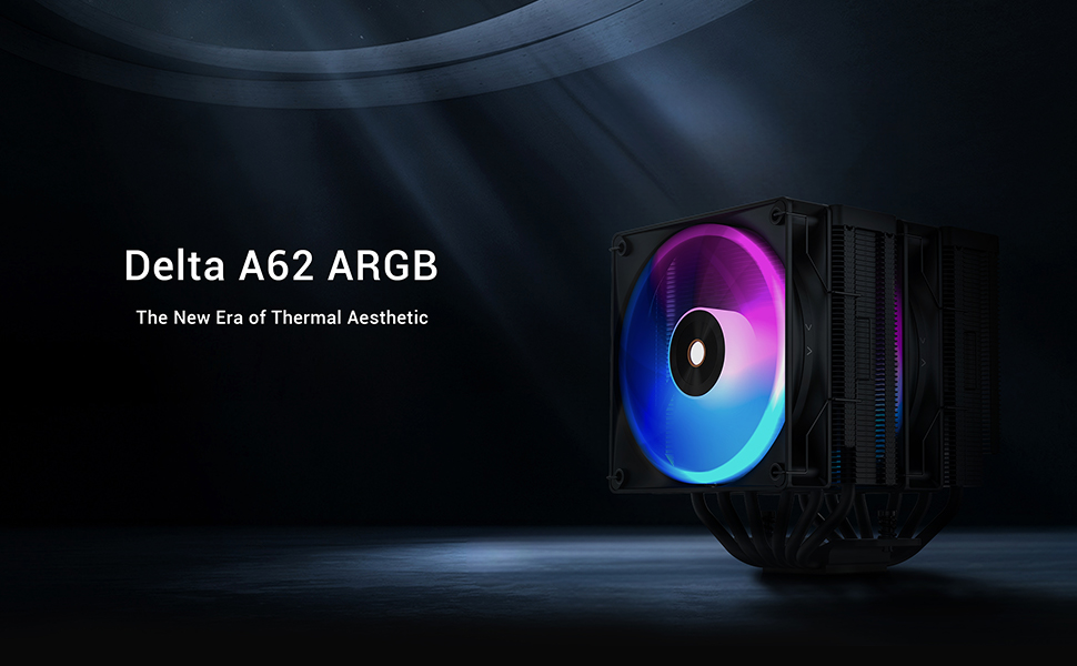 Image of Delta A62 ARGB BK CPU Cooler,6 Copper Heat Pipes,TDP 260W Air Cooler,Hydraulic Bearing Silence PWM Fans,Computer Cooling Fan for AMD AM4 /AM5,Intel LGA 115X /1200 /1700 /1851