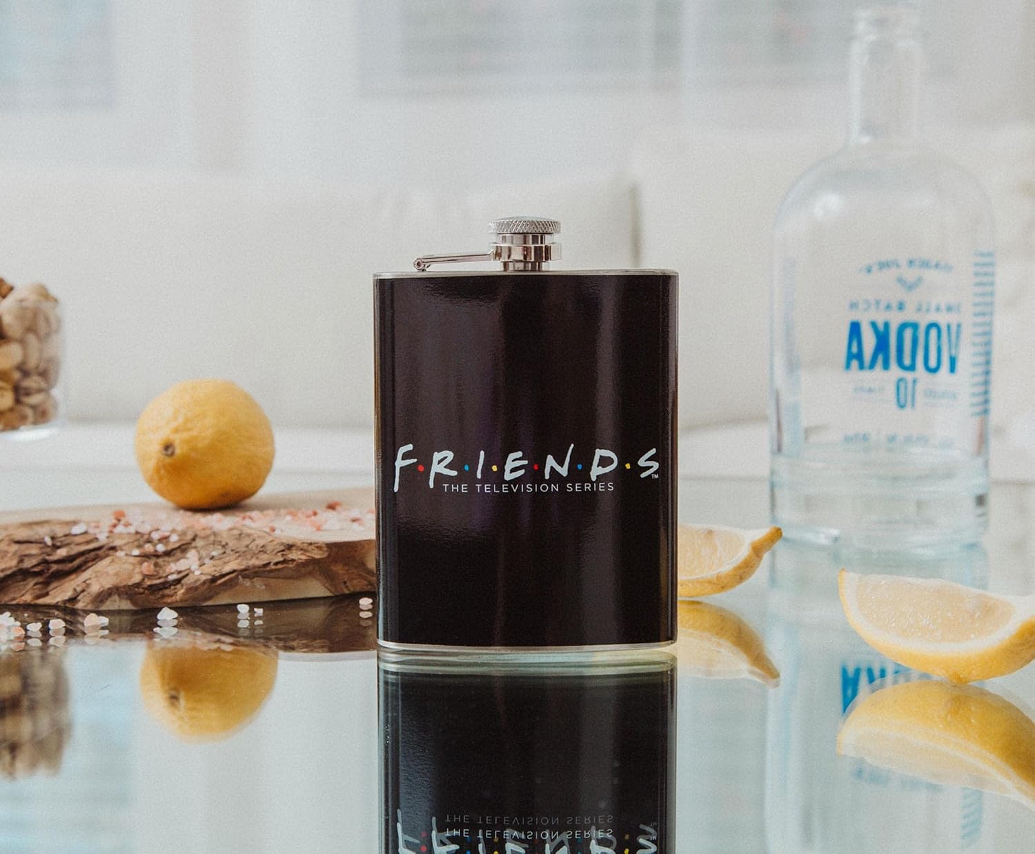 Friends Logo Stainless Steel Leakproof Hip Flask For Liquor, Drinking | Holds 7 Ounces