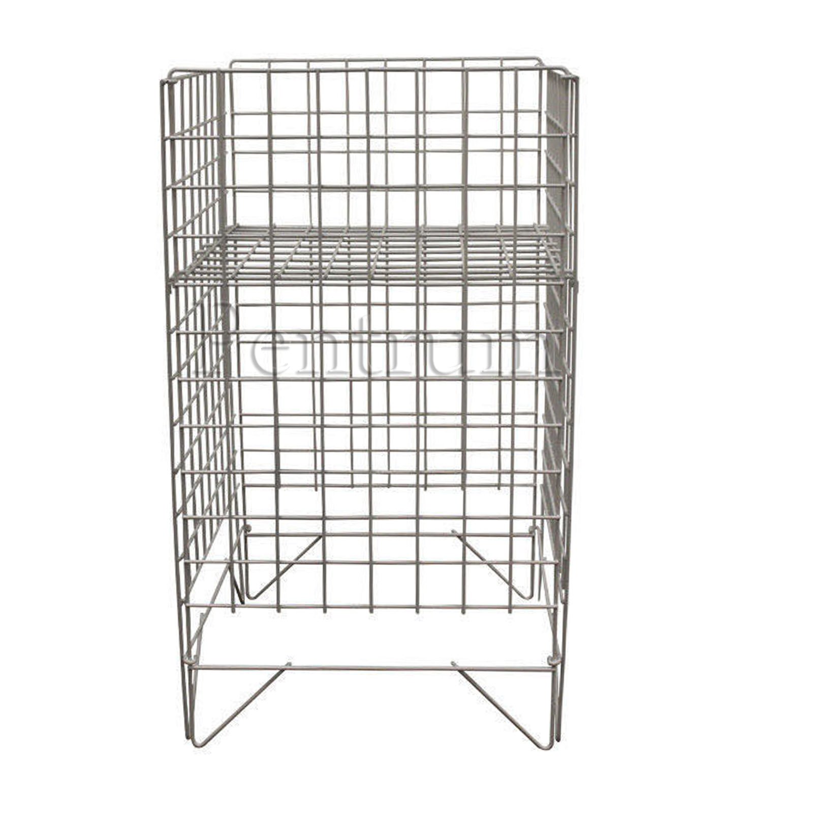 Medium White Square Dump Wire Metal Bin Storage Basket Shop Market Display