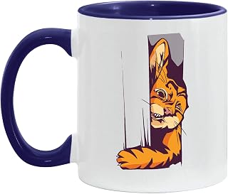 Gift Idea for Cat Lovers Cat Struggling to Sneak Through Door 11oz 15oz Inner Color Accent Mug