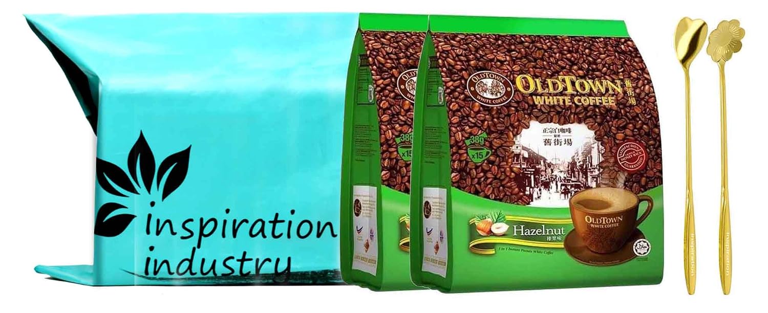 Old Town White Coffee Roast Combination Set 2 PACKS with 2 Coffee Stirrers (Hazelnut)