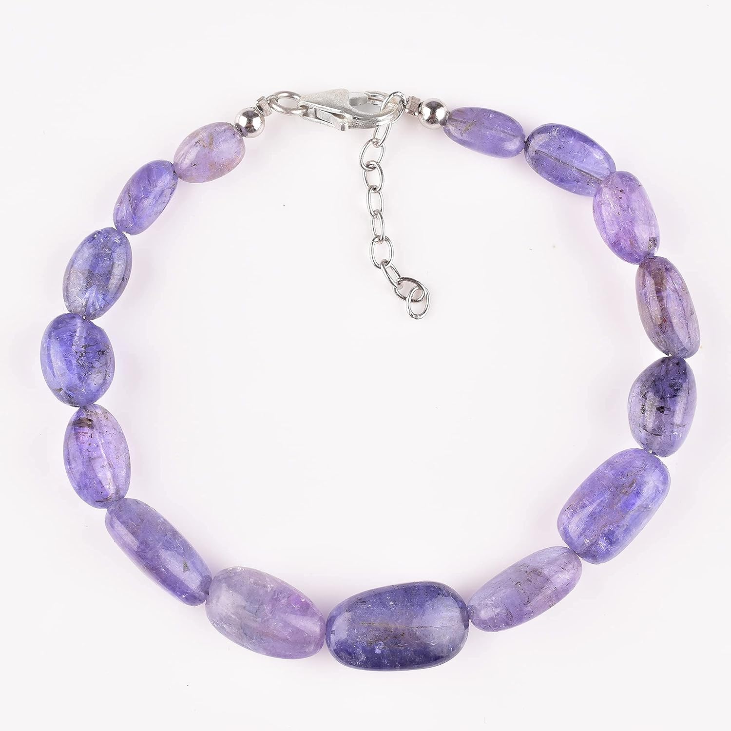 Natural Tanzanite Plain Tumbles Nuggets Bracelet Rhodium Plated 925 Sterling Silver, Beaded Bracelet, Dainty Bracelet, Gemstone Bracelet, Birthstone Bracelet, Gift Her - Image 5