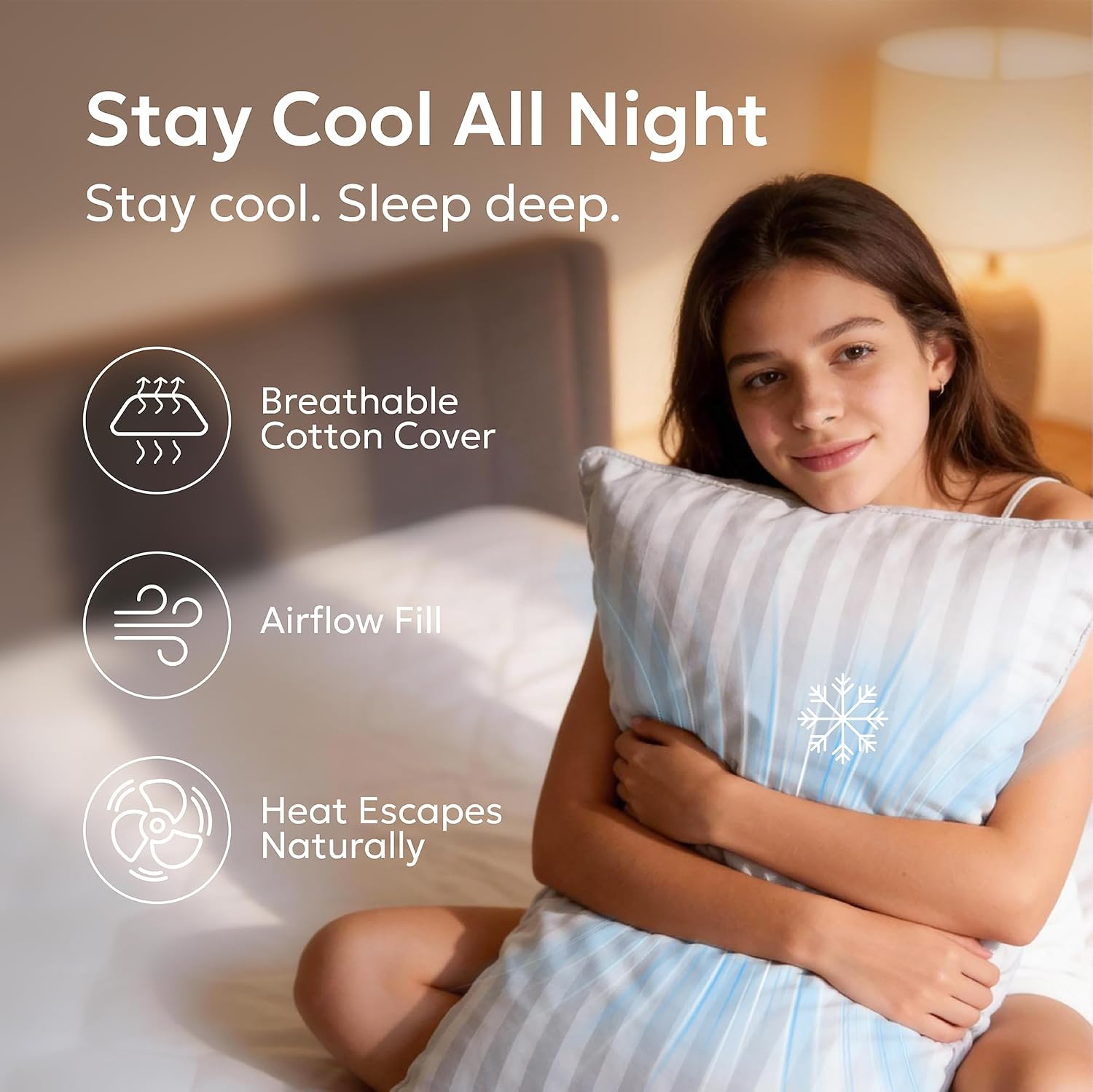BALLAD Hotel Quality Bed Pillows 2 Pack Soft Cooling Pure Cotton Cover (Queen/Standard)