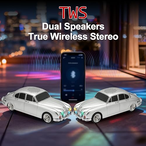 Miniatura 4 de WS-596 Retro Sedan Bluetooth Car Replica Altavoz - Modelo inalámbrico portátil con sonido HD, emparejamiento estéreo TWS, radio FM, reproducción