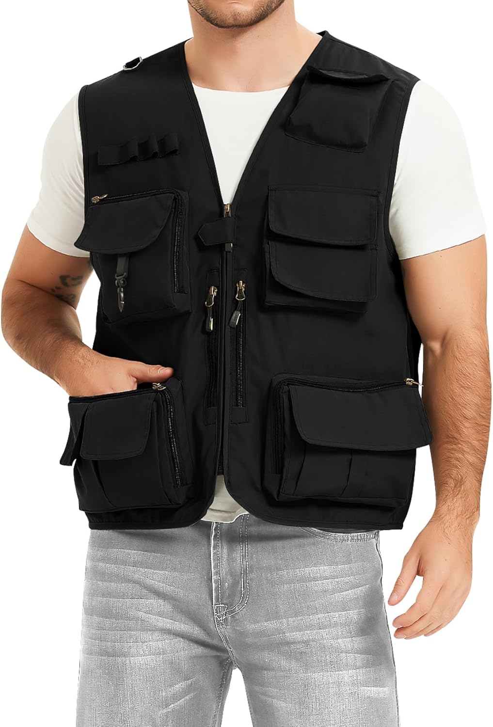 PEHMEA Men's Fishing Vest Utility Detachable Summer Vests with Pockets for Safari Travel Outdoor Work Photo Cargo Fly - Image 2