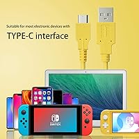 Vista 6 de HEATFUN Cable de carga USB C amarillo para Switch, MacBook, Pixel C, LG Nexus 5X G5, Nexus 6PP9 Plus, One Plus 2, Sony XZ y más, carga rápida