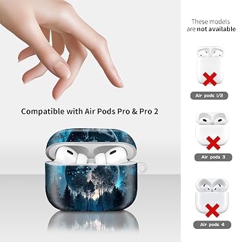 Compatiable for AirPod Pro 2nd/1st Generation Case,Lightweight & Durable Resistant Hard Case with Keychain,Stylish Design AirPod Case Cover for Women (Starry Sky and Forest)