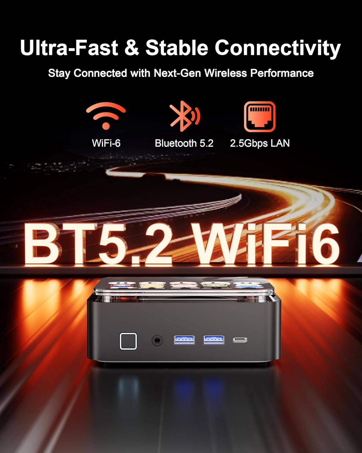 Mini PC with Intel Core 14450HX (10C/16T, up to 4.8GHz), Desktop Computer Barebone Without RAM/SSD/OS, Triple 4K Display, HDMI, DP, USB-C, Ethernet, Mini Gaming Computer for Business Office Home