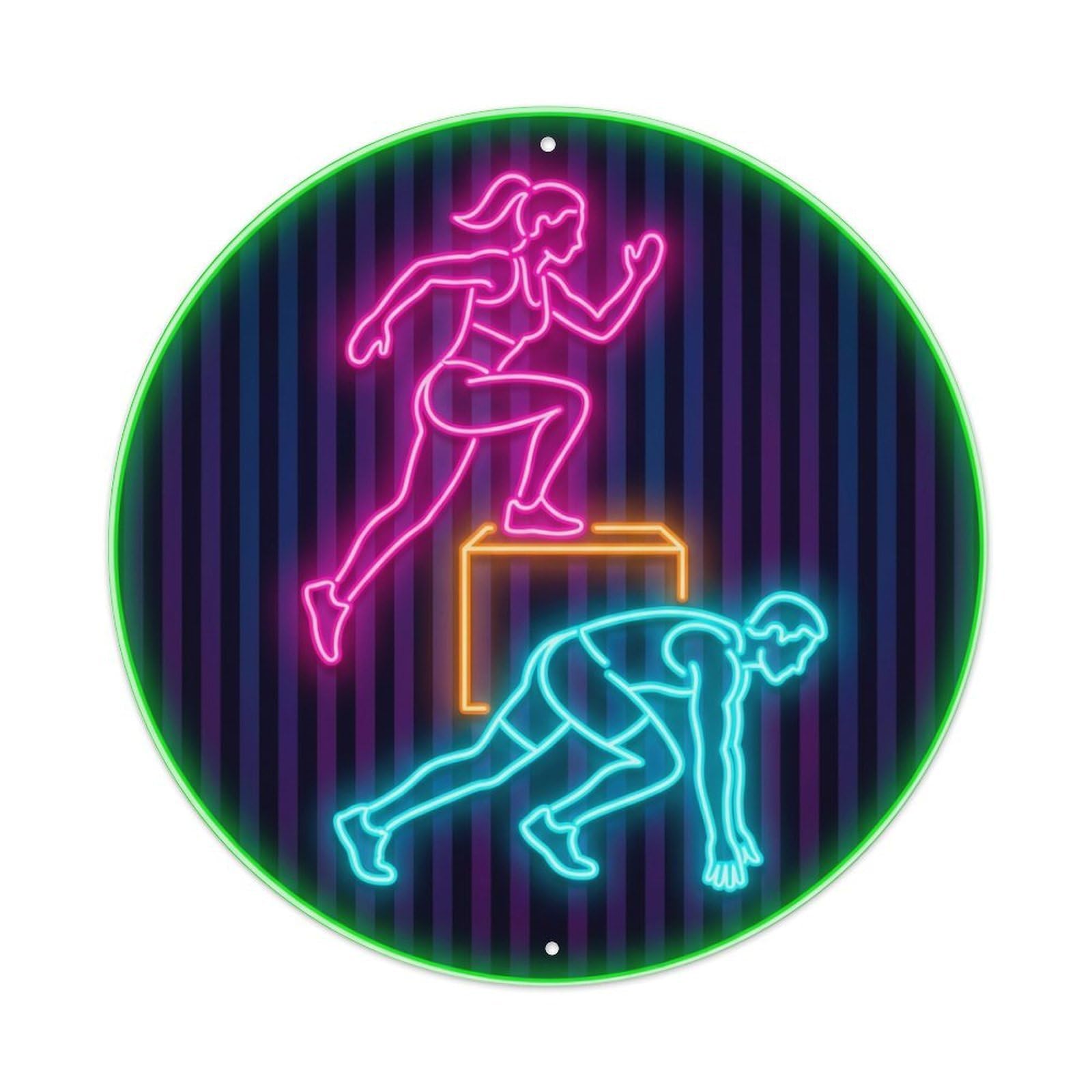 Vintage Faux Neon Gym Retro Bodybuilding Dynamic Metal Tin Sign