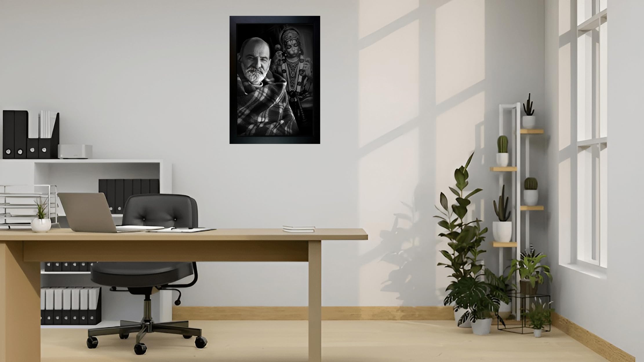 CrowdHall Neem Karoli Baba Photo Frame | Neem Karoli Baba Poster Wall Painting For Home Decoration And Gifting (10 x 13.5 inch) 1