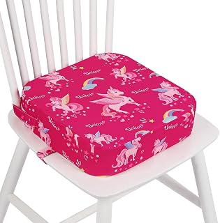 Wooshwa Unicorn Toddler Booster Seat 4 Inch Lift for Dining Table Kitchen Chair Non-Slip Portable Washable Straps