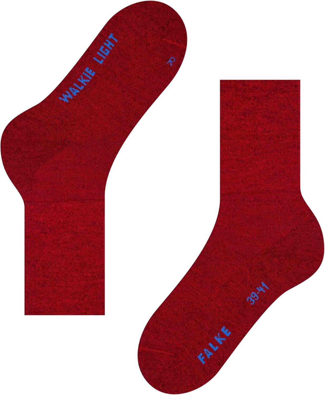 FALKE Unisex Walkie Light Socks, Crew Length, Thick Sole, Hiking Sock, Breathable, Moisture-Wicking, Merino Wool, Red (Scarlet 8280), 9-10, 1 Pair