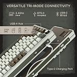 RK ROYAL KLUDGE L75 Clavier mécanique de montage d'étanchéité avec clés Knob/Macro & Plaque nominative tactile, Tri-mode 75% TKL Clavier sans fil BT/2.4G/USB-C, Swappable à chaud, Pro Logiciel, massif 8000mAh pile