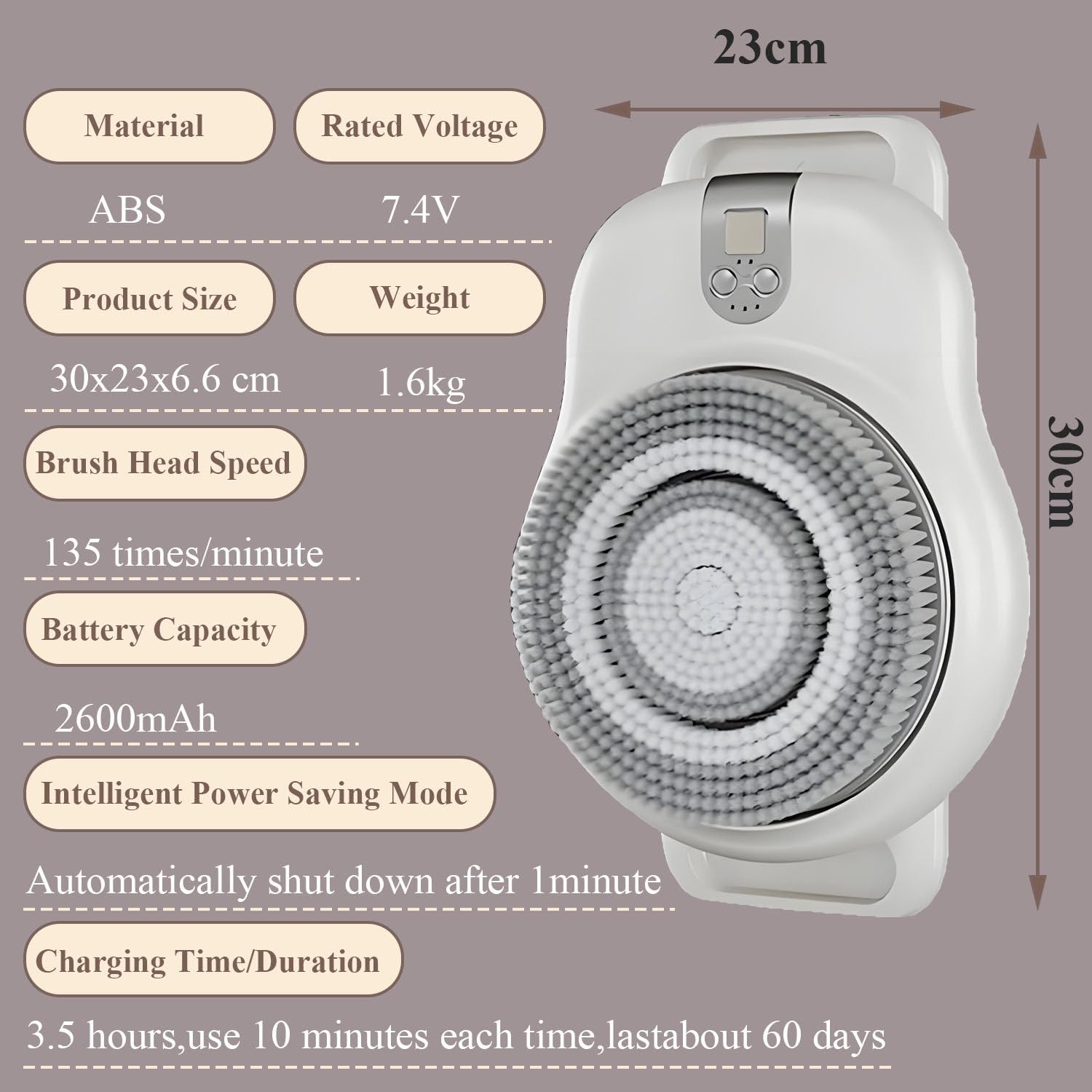 Cepillo de Espalda eléctrico de Pared, Cepillo de Espalda automático para Ducha, protección contra sobrecarga, para Limpieza Corporal y Profunda.