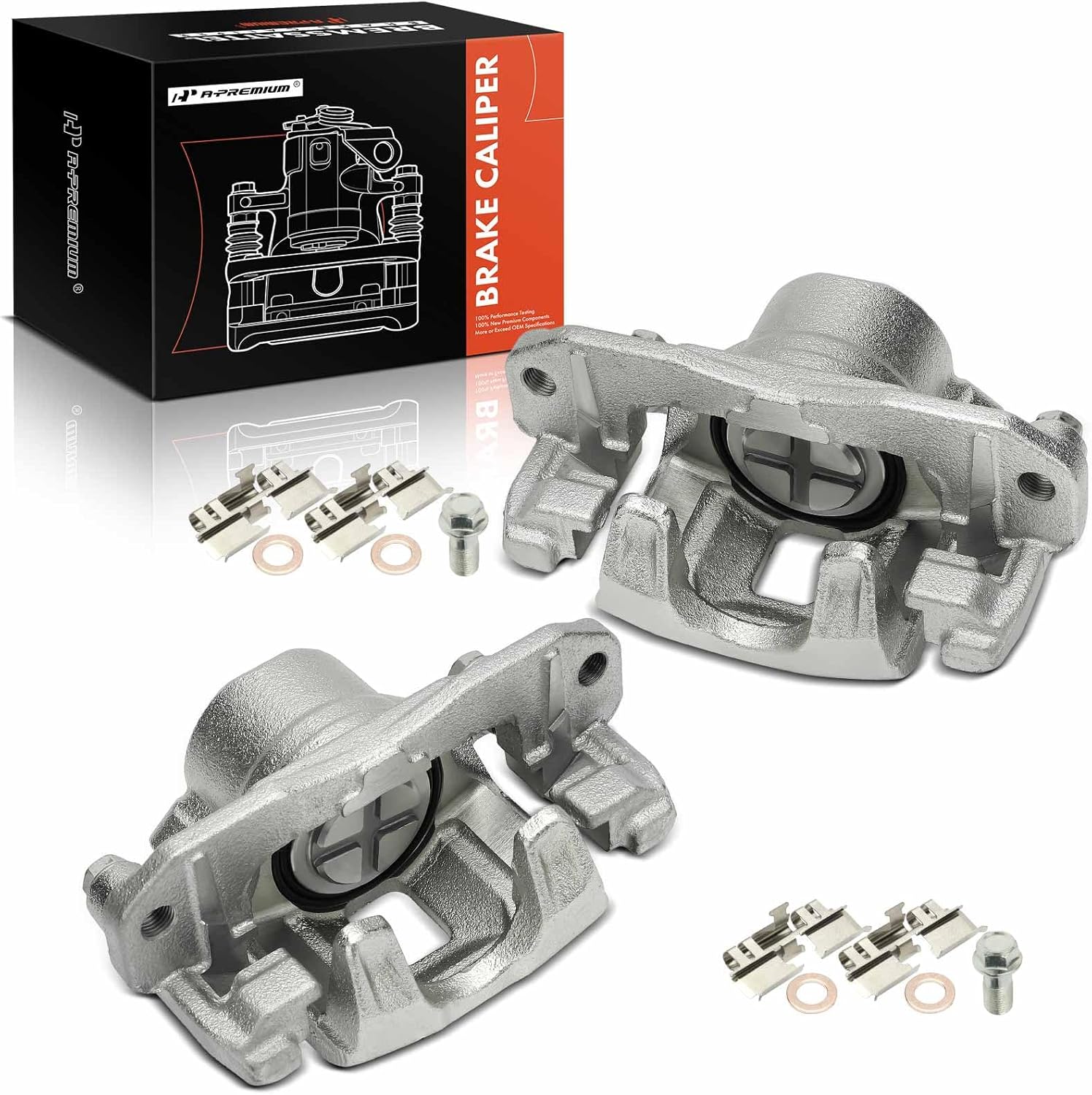 A-Premium Disc Brake Caliper Assembly with Bracket Compatible with Honda Big Red 700 2009 2010 2011 2012 2013 - Front Driver and Passenger Side