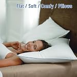 Oreillers plats doux SILUI taille standard ensemble de 2, oreiller avec remplissage alternatif en duvet pour dormeurs sur le côté, le dos et le ventre, 20x26 po, blanc