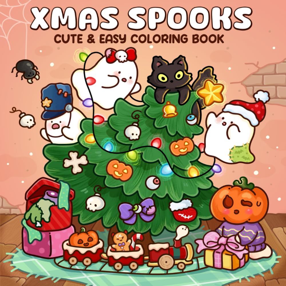Xmas Spooks: A Christmas Coloring Book for Adults and Teens Featuring Cute & Spooky Characters in Cozy Festive Scenes for Relaxation