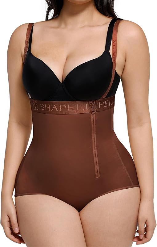 SHAPELLX Adjustable Straps High Waist Tummy Control Shapewear Panties | Firm control, no roll, under dress, easy bathroom access, side zipper, breathable stretch fabric for all-day comfort