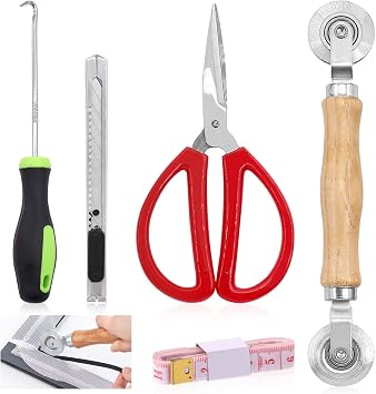 Tanstic 5Pcs Spline Rolling Tool, Screen Retainer Rolling Tool Double Carbon Steel Wheels Screen Spline Roller Tool for Window Door Installation