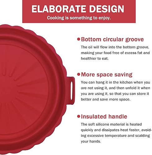 Miniatura 5 de Paquete de 2 forros rectangulares de silicona para freidora de aire, reutilizables, resistentes al calor y aptos para alimentos, fácil limpieza,