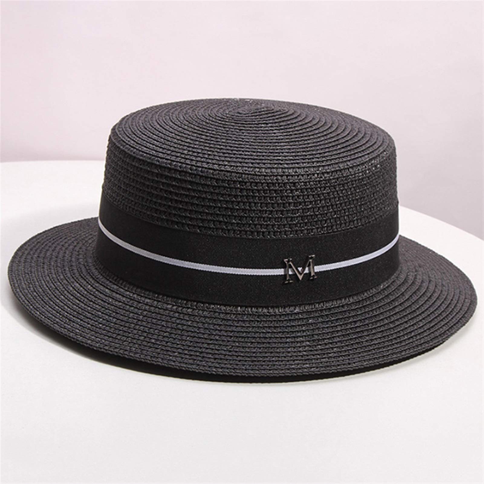 Chapeau de Soleil pour Femme Chapeau de Plage de Boater féminin d'été Large côté Panama Chapeau de Chapeaux de Chapeau de Dame Classique de Paille Chapeau d’été (Color : Beige, Size : One Size)