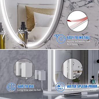 MY BEAUTY LIGHT LED Vanity Lights Strip for Mirror, 6000K Bright Daylight White Vanity Mirror Lights, 3.28FT Dimmable Makeup Light, ELT Approval 24V Stick on Lights for Mirror