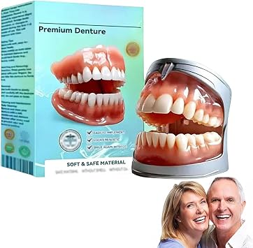 Full Set Dentures, Premium Dentures Full Set, Generation Flexible Full Denture Solution, Silicone Custom Dentures Teeth Top and Bottom, Full Denture Set Custom Flexible False Teeth 1Pcs