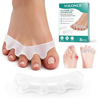 Pack of 8 Soft Silicone Toe Separators Silicone Toe Separators for Men and Women Hallux Valgus Toe Separators Ideal for All Toes for Daily Use in Shoes