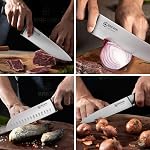 Ensemble de couteaux de chef Brewin professionnel 3PCS, ensemble de couteaux ultra tranchants pour la cuisine en acier inoxydable à haute teneur en carbone, ensembles de couteaux de cuisine à tang complet avec poignée ergonomique, couteau de cuisine japonais avec boîte cadeau