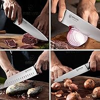Vista 6 de Brewin Cuchillos de cocina profesionales, juego de cuchillos de chef de 3 piezas, cuchillos afilados para cocina, acero inoxidable de alto carbono
