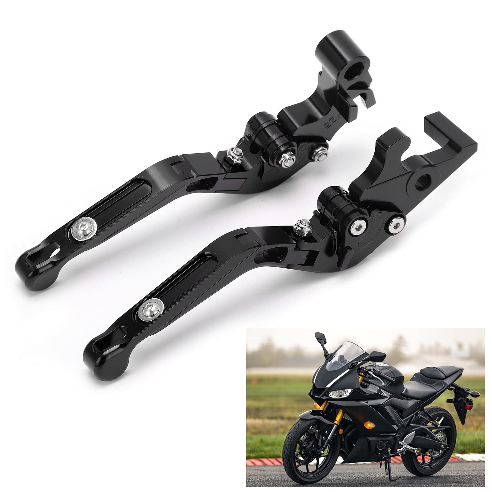 Leva della Frizione, Manico del Freno per Bici Leve Freno Bici di Sostituzione Leve Freno Regolabili Leve Frizione CNC Alluminio Alluminio Freno Frizione Controllo per MT25 MT -03 R25 R3 (BLACK)