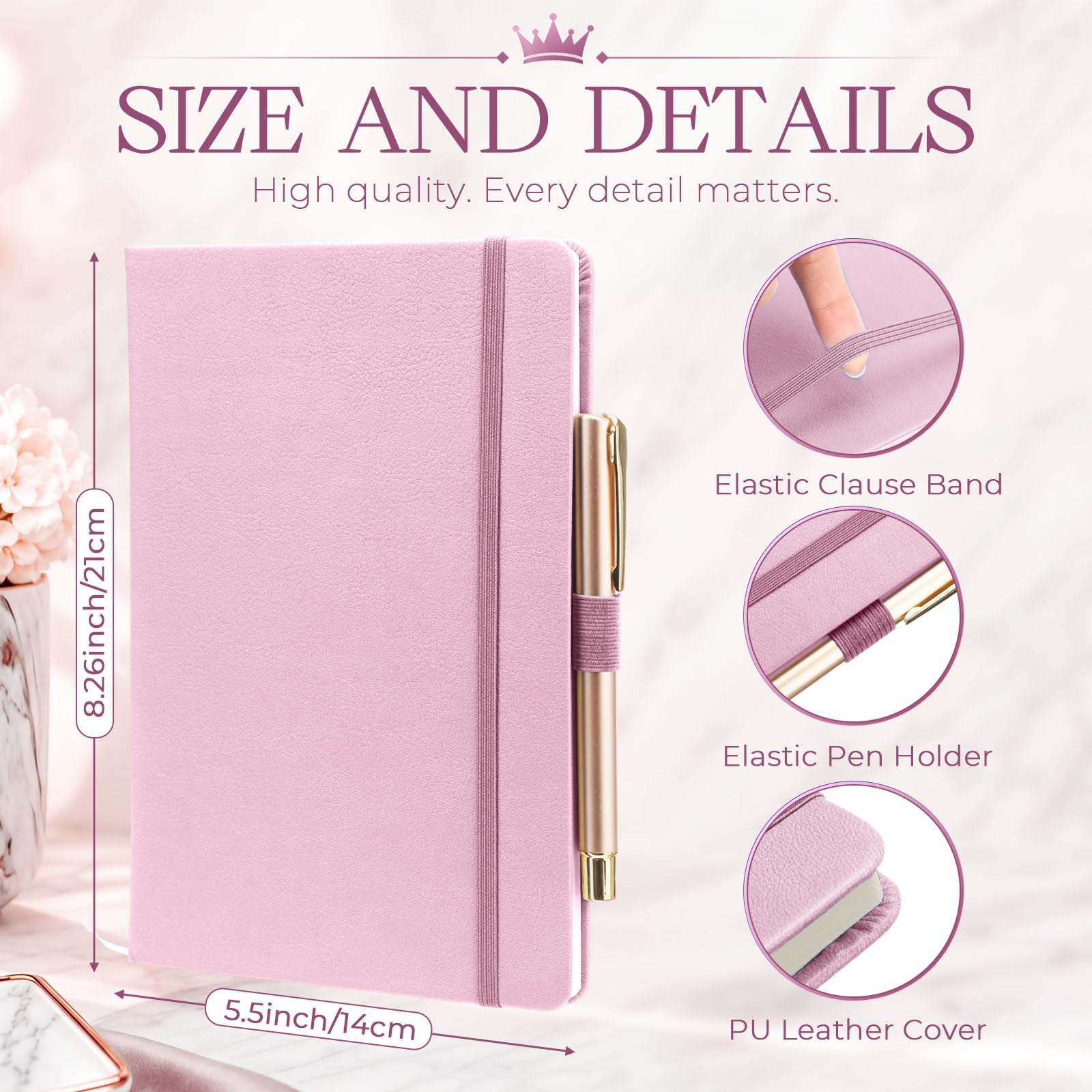 Laumoi Paquete de 28 cuadernos forrados de piel sintética a granel A5 de tapa dura, cuaderno de rayas anchas de 5.5 x 8.2 pulgadas con soporte para bolígrafo para escuela, negocios, trabajo, escritura