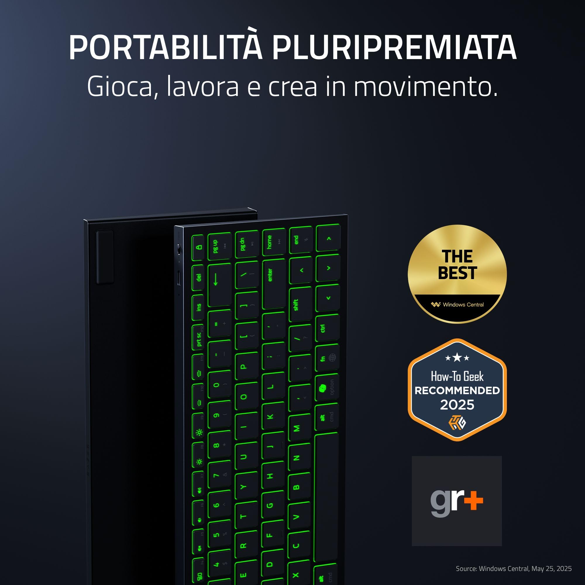 Razer Joro Portable Keyboard - Tastiera wireless compatta retroilluminata - Bluetooth - Wifi - Basso profilo - USB-C - Compatibile con Apple mac OS e iOS - Windows - Tastiera QWERTY USA | Nero