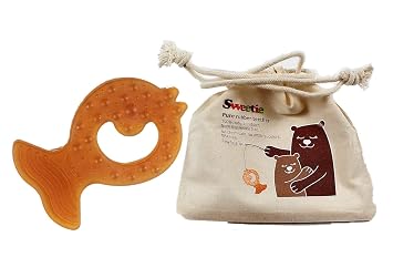 SWEETIE Pure Natural Rubber Teether Fish 100% Pure Natural Rubber Teether Soft and Natural, One Piece