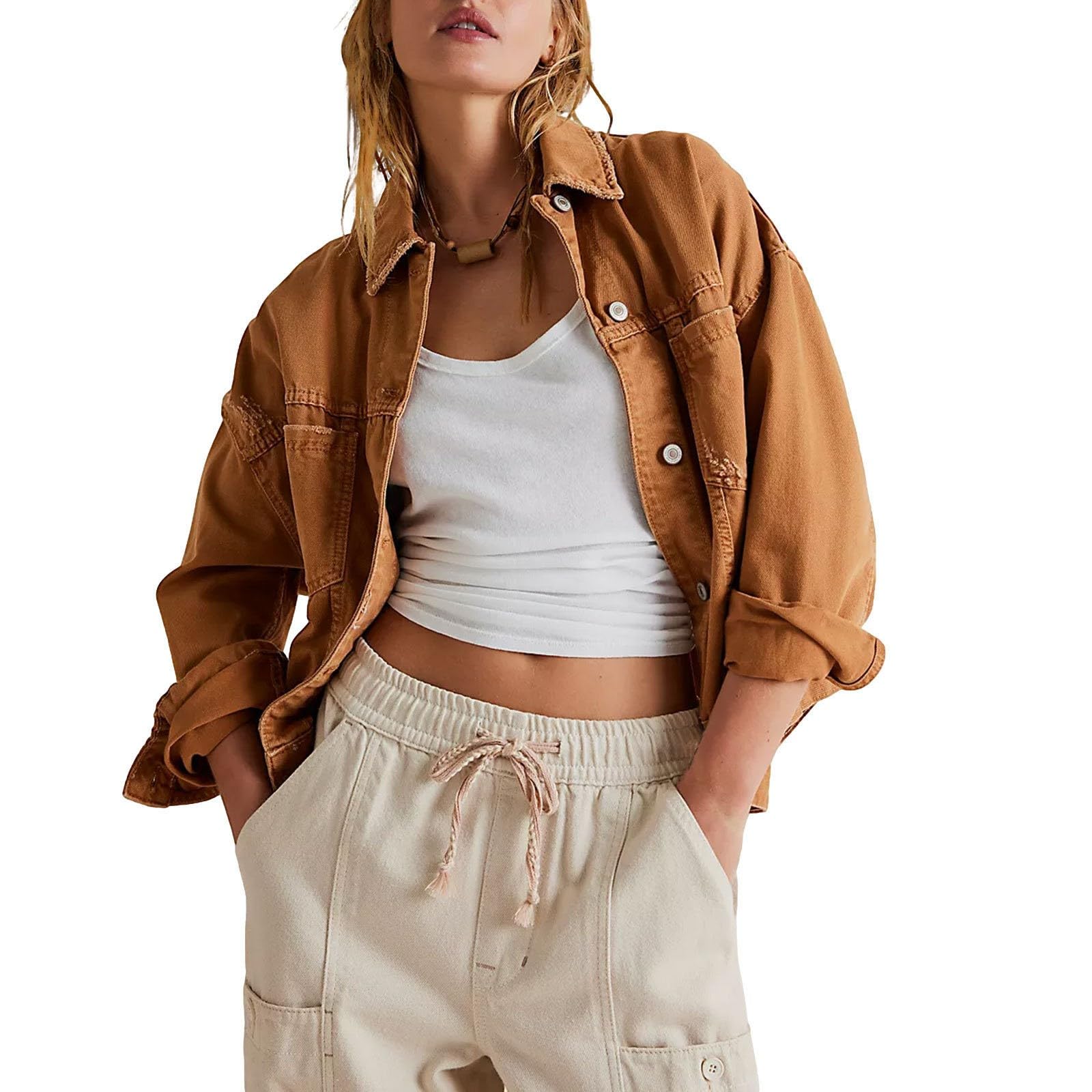 Chaqueta de entretiempo para mujer, chaqueta de primavera, chaqueta de verano, para vaqueros, camisa larga