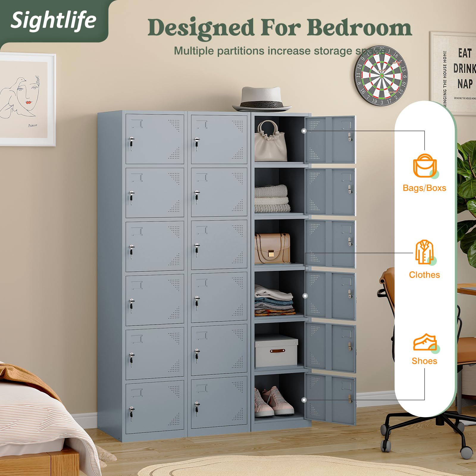 Stahlschrank Schließfachschrank Wertfachschrank Lagerschrank Metallspind Spind Fächerschrank Umkleideschrank Stahlblech Mehrzweckschrank Personalschrank Garderobenspind abschließbar 160 * 38 * 43cm