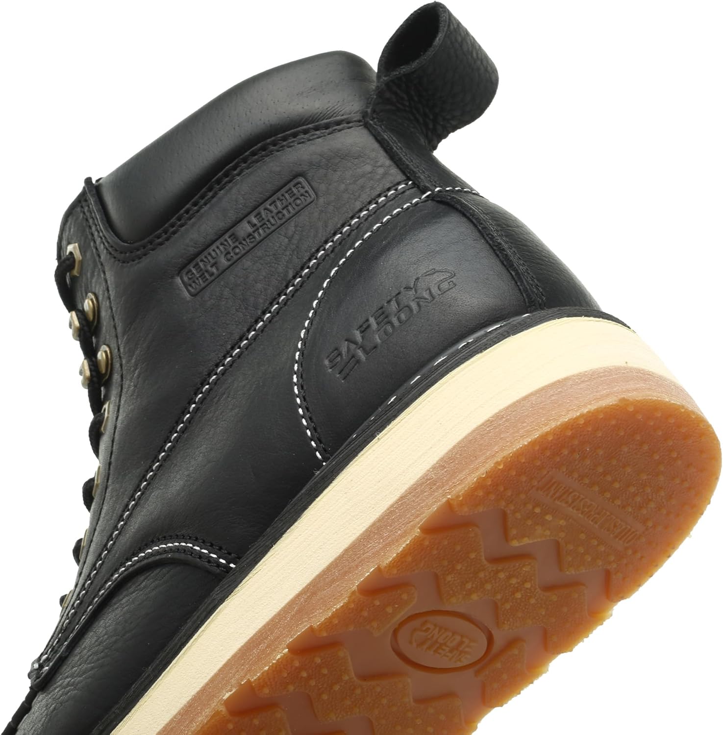 Moc Toe Work Boots for Men Waterproof Soft/Steel Toe Comfortable Full Grain Leather Non Slip Wedge Outsole Construction 6" Workboots - Image 5