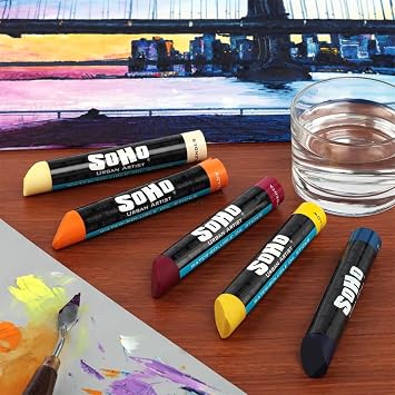 Soho Urban Artist Water Soluble Oil Sticks for Artists Cobalt Violet Oil Paint Stick- 37 ml - 3-Pack- No Brushes or Solvents Needed, Paint Any Primed Surface, Water Clean-Up, Non-Toxic, 4.8 x 0.78