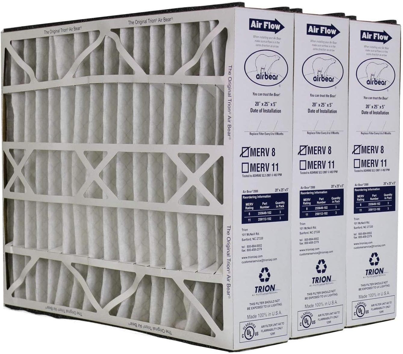 Trion Air Bear 255649-102 Replacement Filter - 20x25x5, Three Per Box: Home & Kitchen