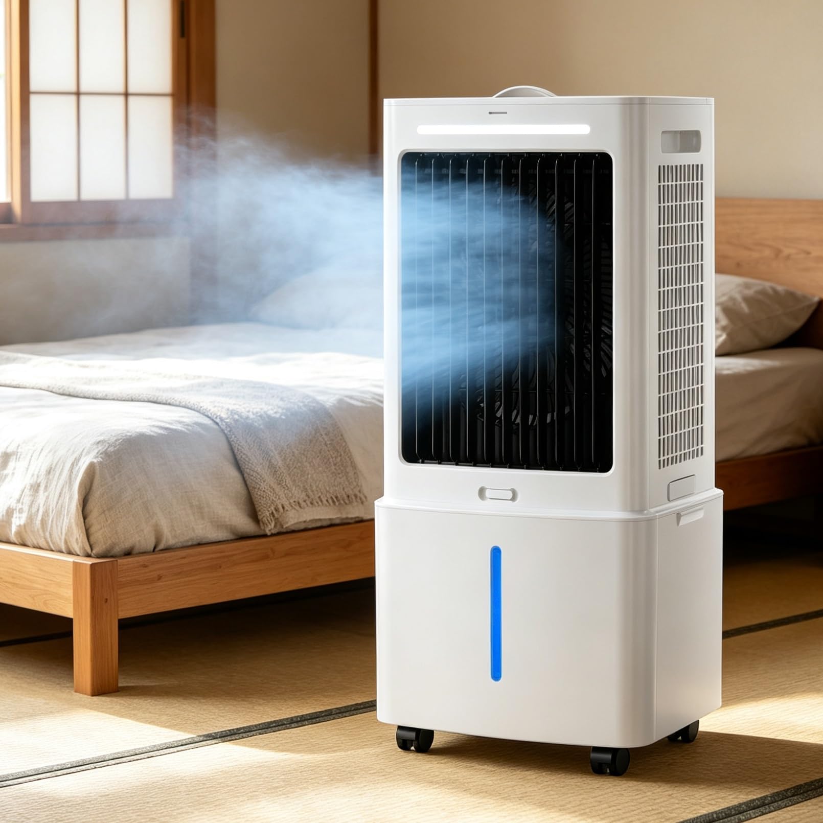 Enfriador de aire portátil 20L, 2000m³/h, 80W, 3 Velocidades, oscilación, 2 bloques hielo, Climatizador Evaporativo Portátil para Hogar y Oficina