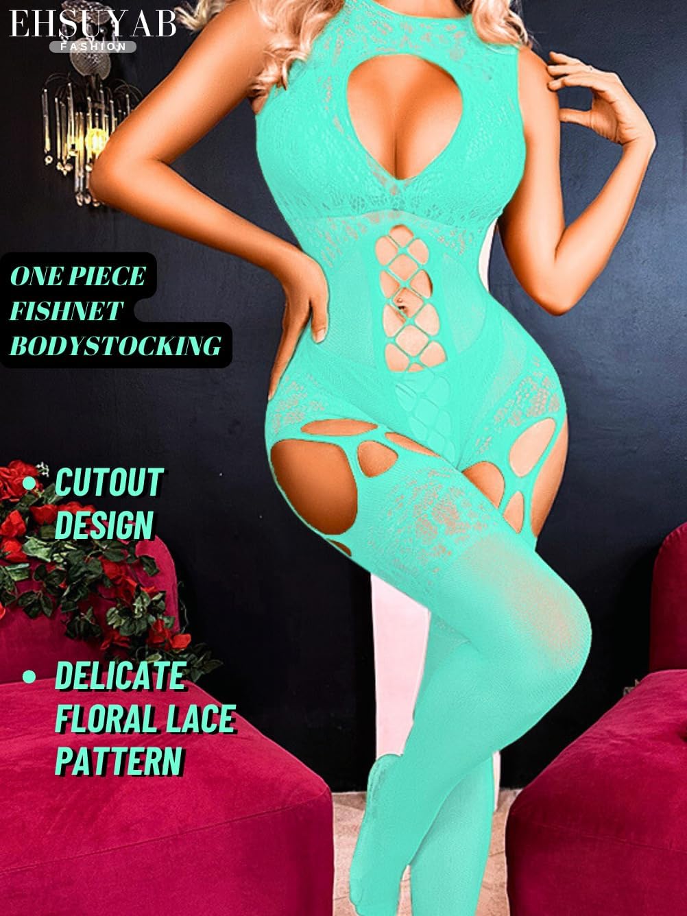 Women Body Stockings Sexy, Exotic Dancer Fishnets Lingerie Glow Party, Fishnet Bodysuit Rave Outfits Club Plus Size - Image 2