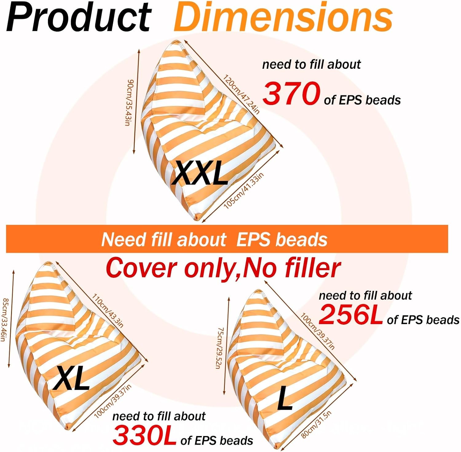 Outdoor Bean Bag（No Filler） Waterproof Bean Bag Chairs for Adults Beach Bean Bag Cover Floor Couch for Camping Picnic or Indoor Poolside Terrace Bean Bags Corner Chair(Green,Large)