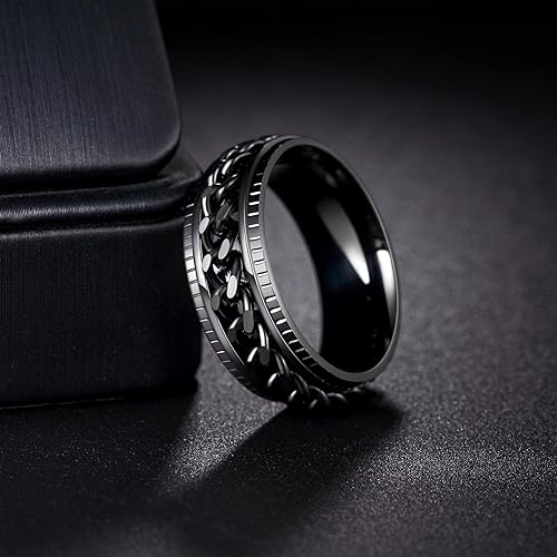 Miniatura 4 de Udolfly Mens Fidget Rings Anxiety Rings for Men Women Chain Spinner Rings for Kids Teen Titanium Steel Rings