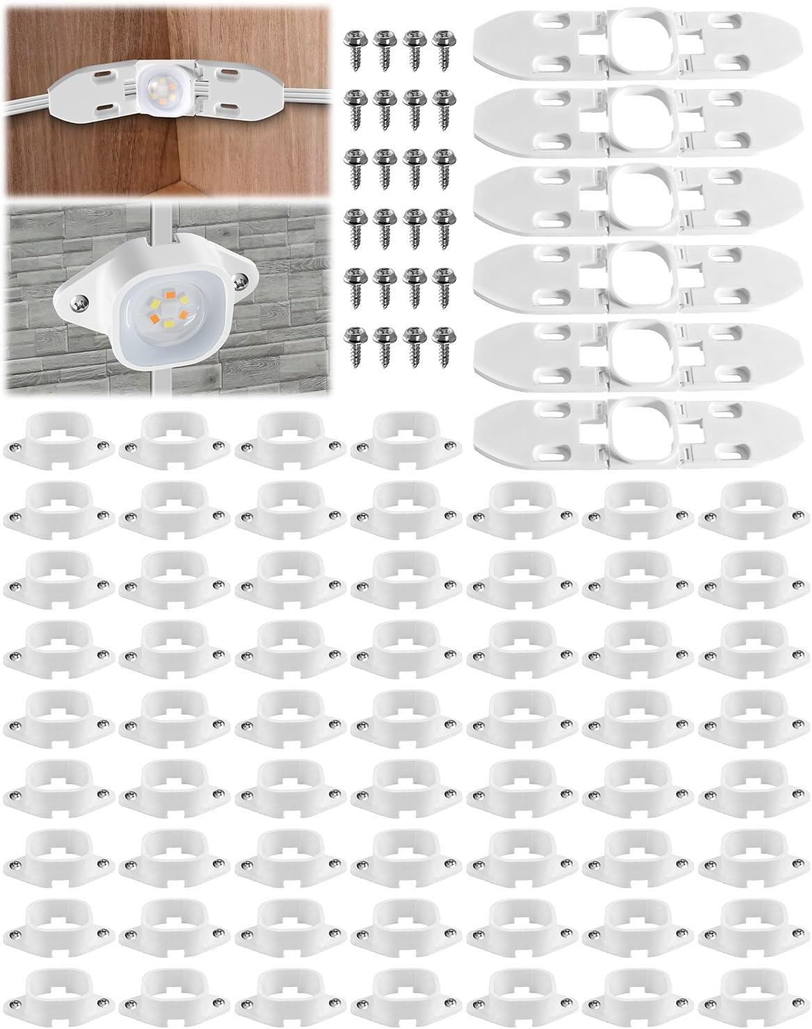 60 Pcs Light Clips + 6 Gable Light Clips Fit for Govee Pro Outdoor Lights H706, Mounting Brackets Fit for Govee Pro Outdoor Lights, Fit for Govee Pro Permanent Outdoor Lights Extension