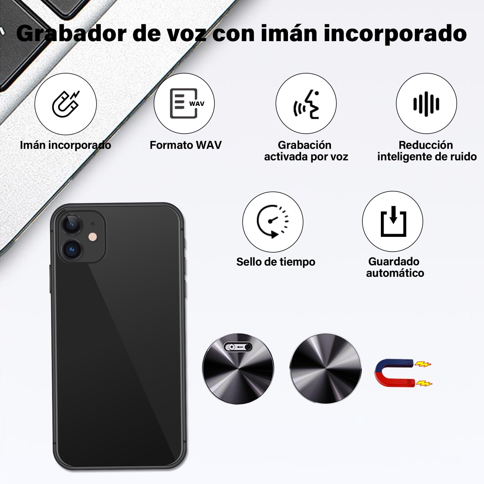 Mini grabadora magnética activada por Voz, Dispositivos de micrograbación, grabadora de Sonido pequeña Digital, grabadora de Audio