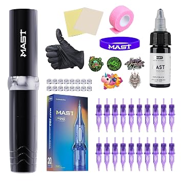 Mast Tattoo P10 Pro Cordless Tattoo Gun Kit, 118g Lightweight Rotary Tattoo Pen, 2-10V Adjustable for Fine Line, PMU & Color Packing, Mcore-A3 Motor, Professional Cartridge Tattoo Machine Supplies