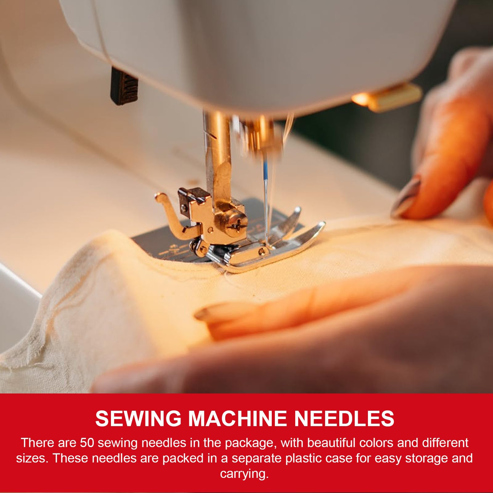 HAPINARY 50 Agujas para Máquina de Coser de Metal Aplicables para Tela Elástica y Seda, Resistentes y Ligeras para Costura Doméstica